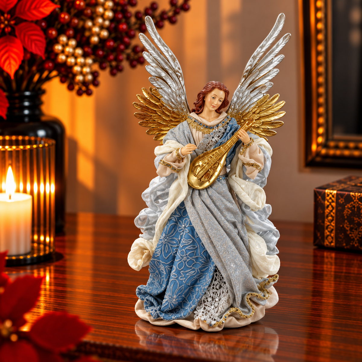 Anjo Decorativo com Instrumento Musical