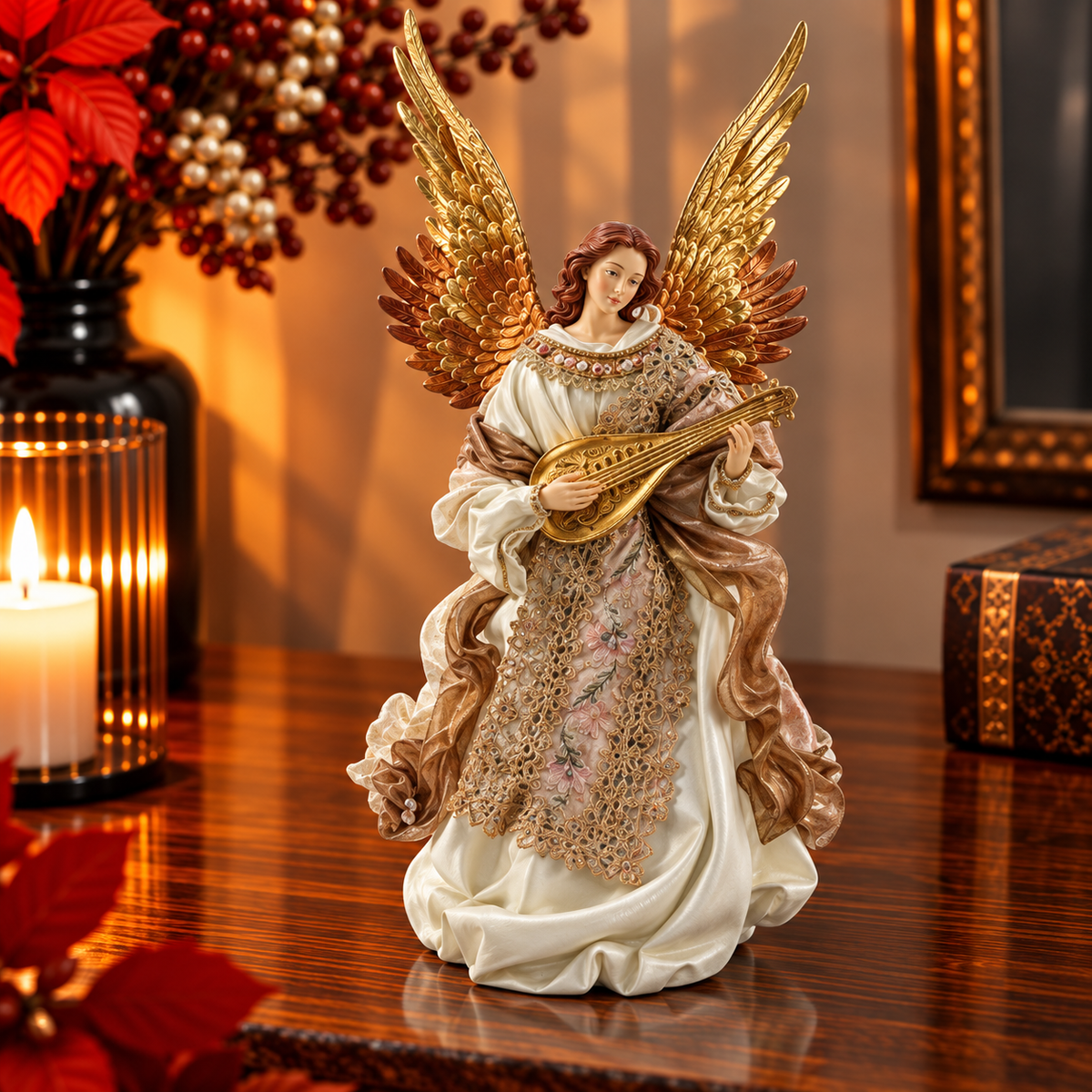 Anjo Decorativo com Instrumento Musical