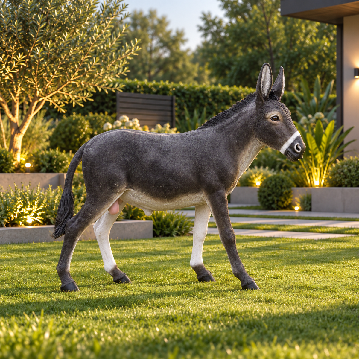 Burro Decorativo em Fibra para Jardim
