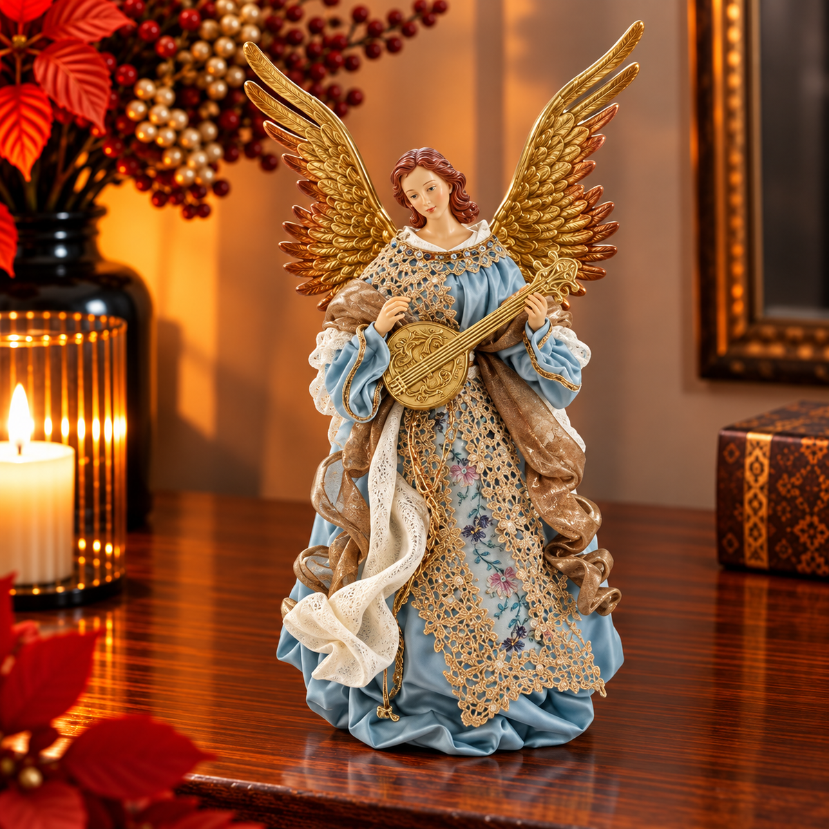 Anjo Decorativo com Instrumento Musical