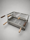 Grelhador Churrasqueira com Grelha, Aro e Roletas em Inox