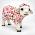 Ovelha com Flores em Resina