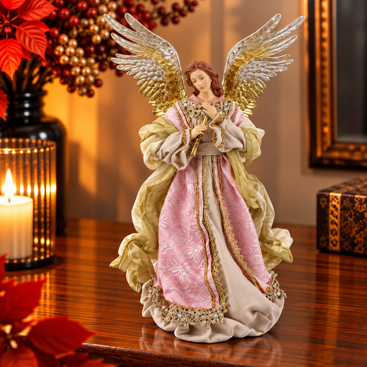 Anjo Decorativo com Instrumento Musical