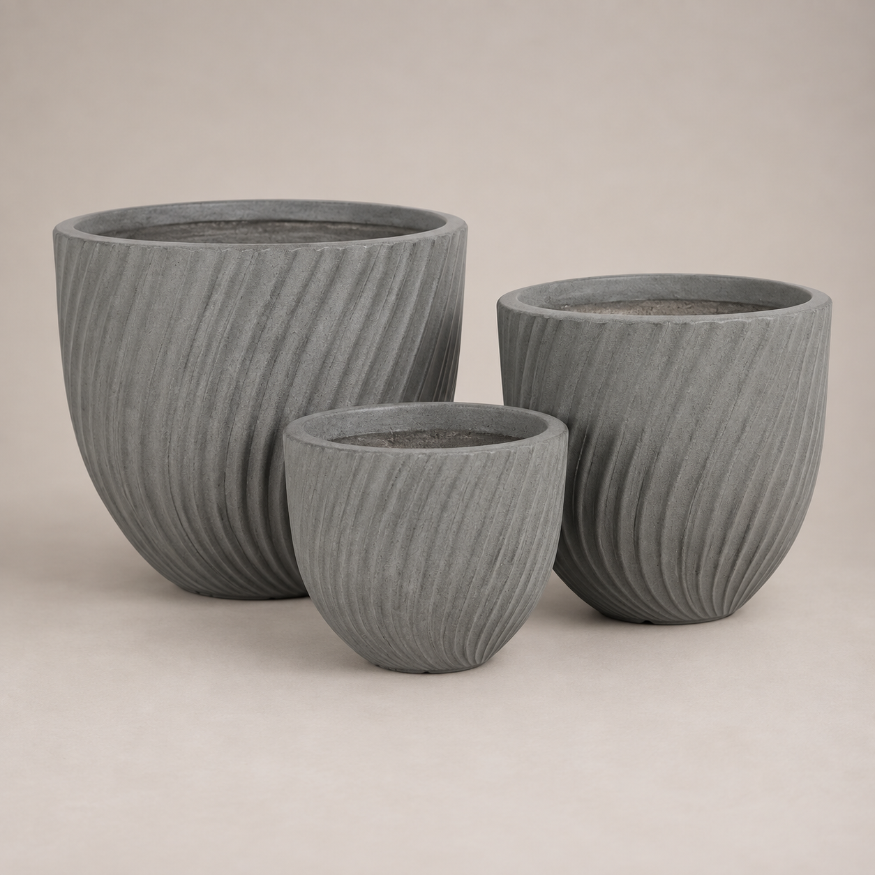 CONJUNTO DE VASOS REDONDOS EM FIBRA DE RESINA