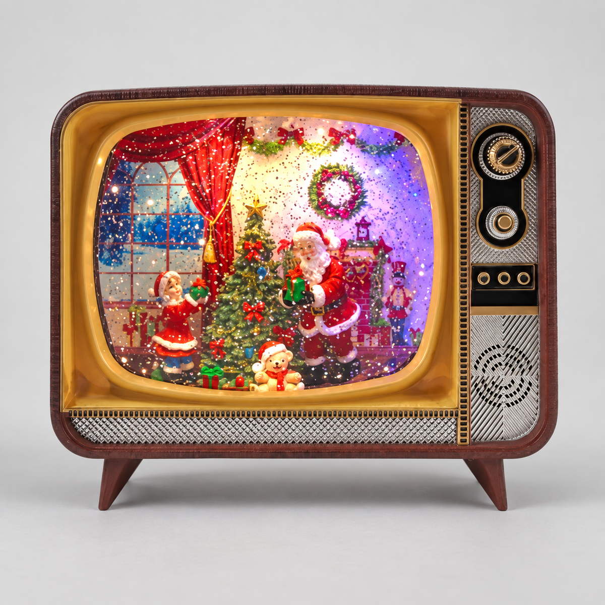 Televisão Decorativa de Natal com Luz – Estilo Vintage
