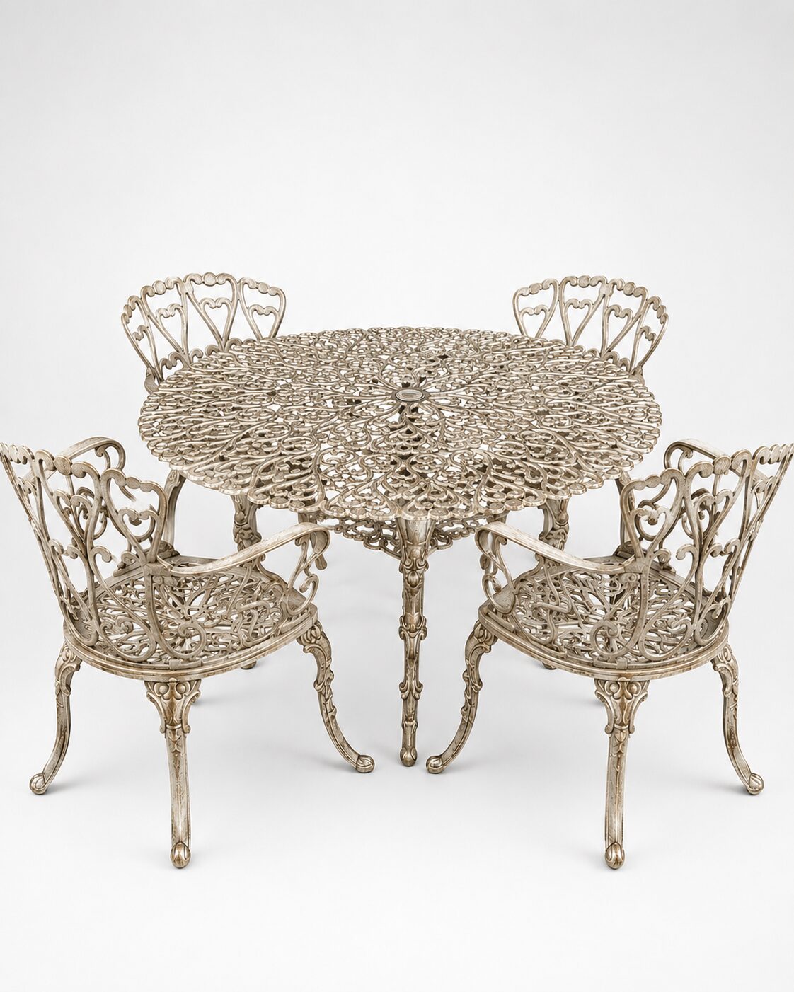 Conjunto de Mesa e Cadeiras Holandesa em Fundição de Alumínio