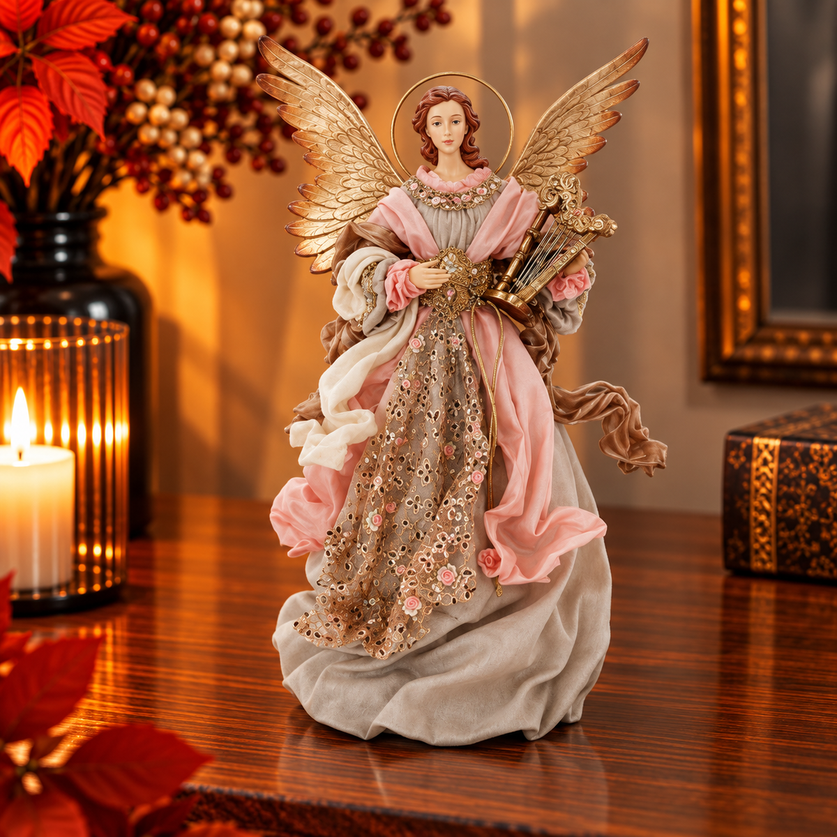 Anjo Decorativo com Asas Douradas