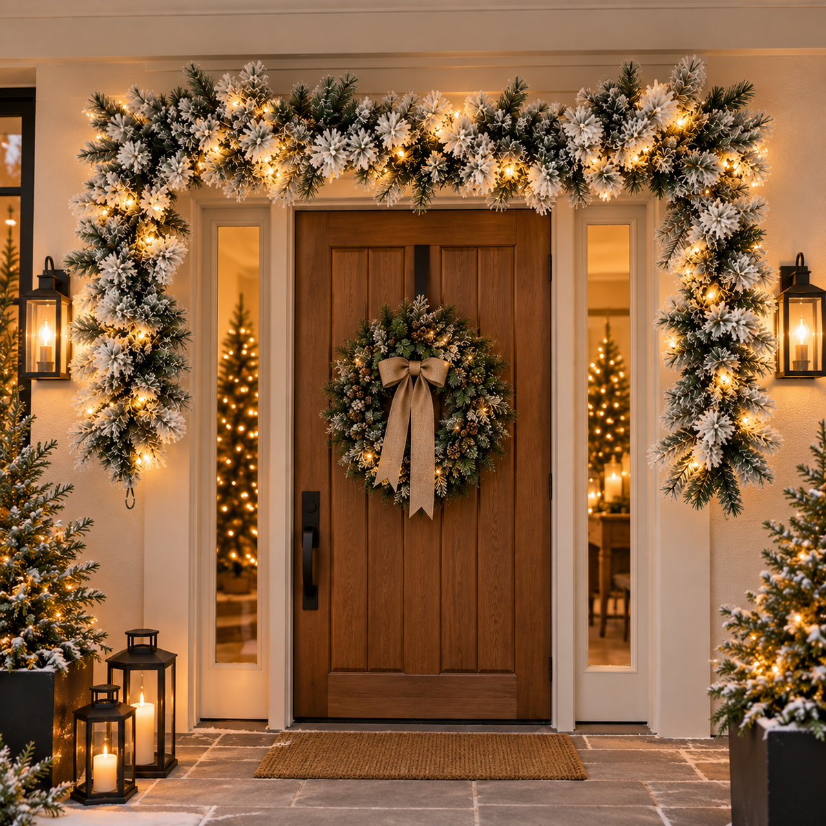 Decoração de Natal Grinalda com Neve